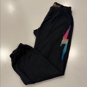 Aviator Nation Dark Grey Joggers with Multicolor Lightning